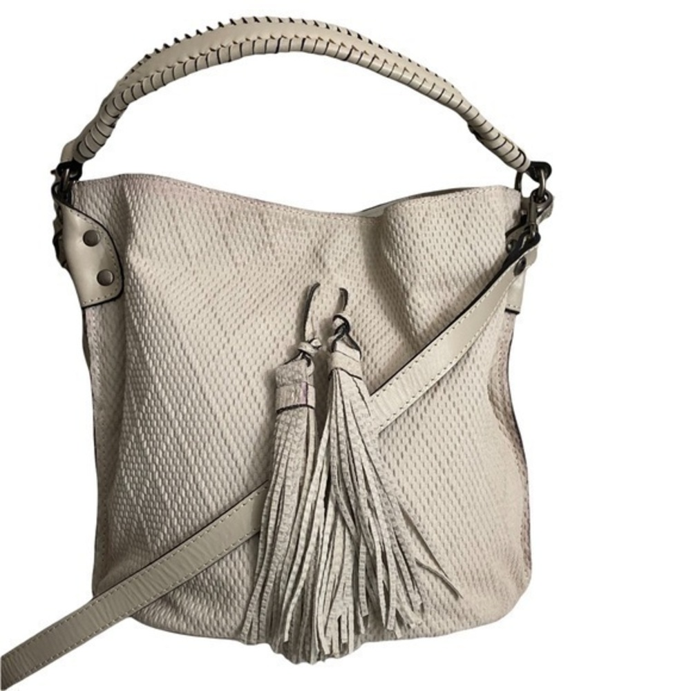 Patricia nash octavia woven bucket bag in cream leather